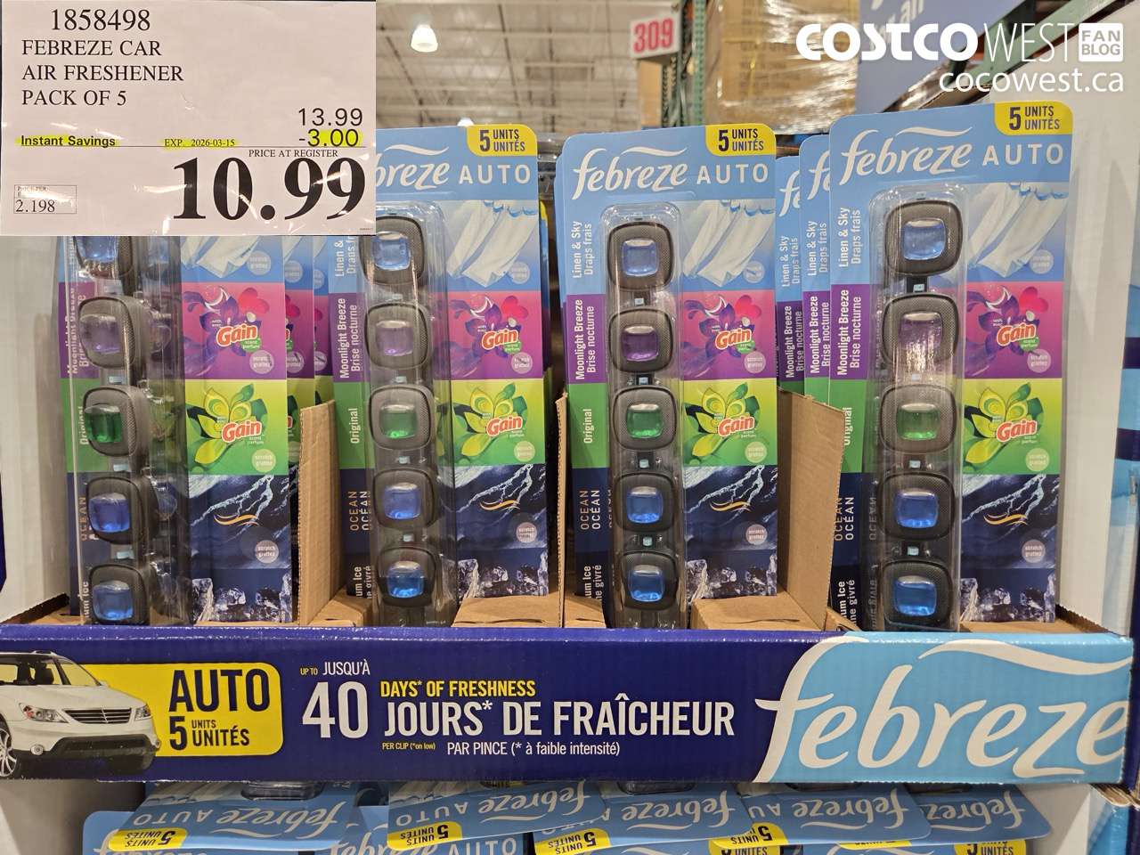 1858498 FEBREZE CAR AIR FRESHENER PACK OF 5 ($3.00 INSTANT SAVINGS EXPIRES ON 2026-03-15) $10.99