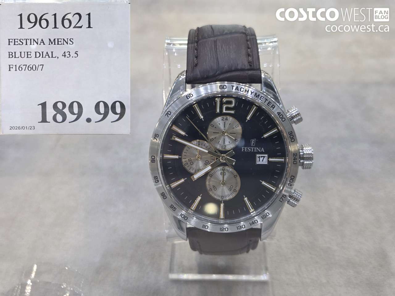 1961621 FESTINA MENS BLUE DIAL, 43.5 F16760/7 $189.99