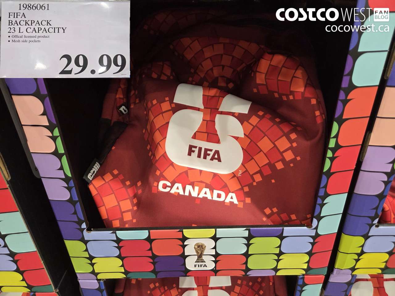 1986061 FIFA BACKPACK 23 L CAPACITY $29.99