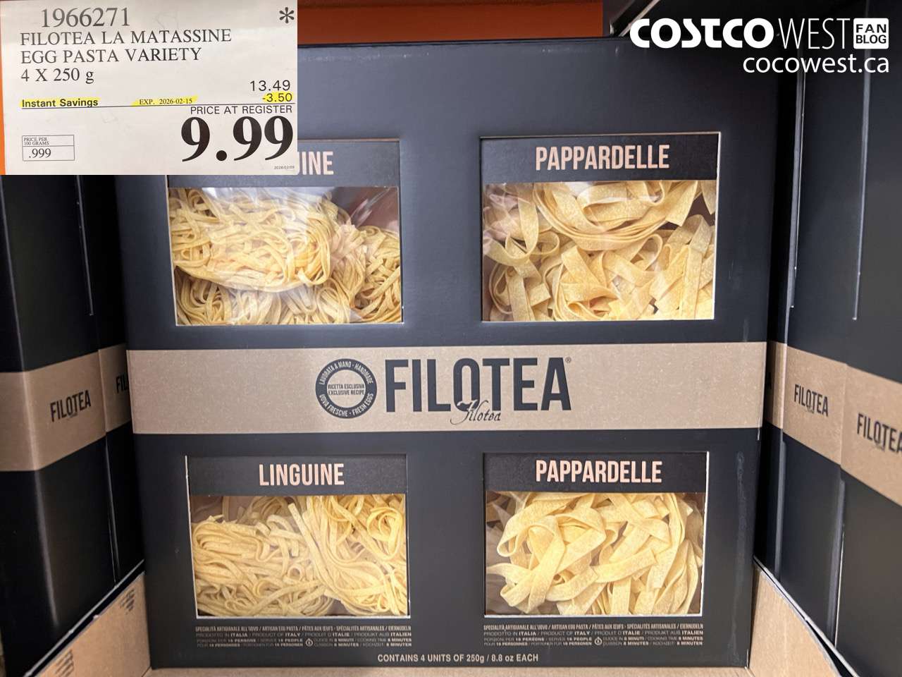 1966271 FILOTEA LA MATASSINE EGG PASTA VARIETY 4 X 250 g ($3.50 INSTANT SAVINGS EXPIRES ON 2026-02-15) $9.99