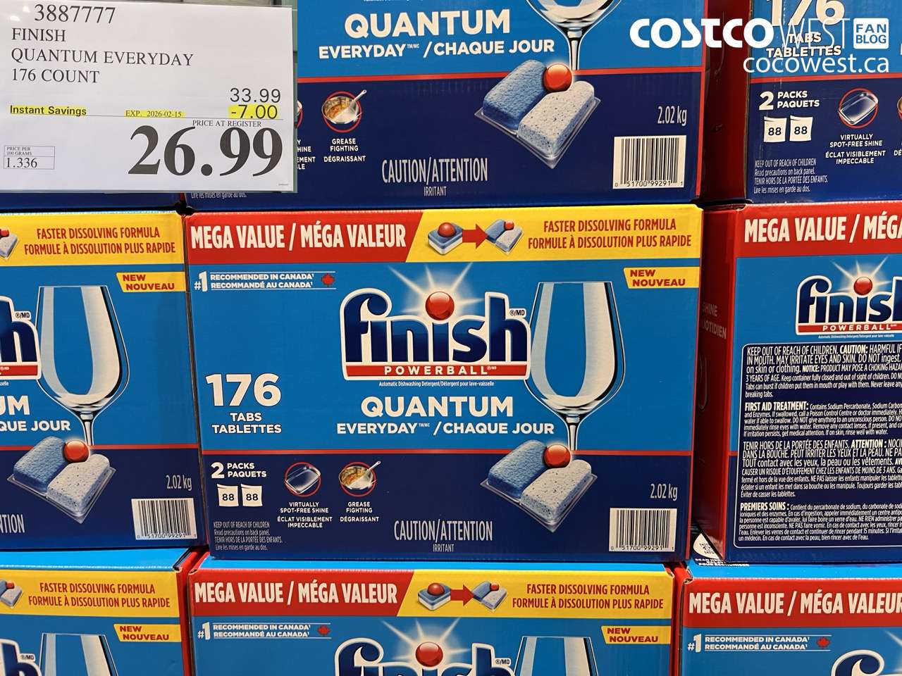3887777 FINISH QUANTUM EVERYDAY 176 COUNT ($7.00 INSTANT SAVINGS EXPIRES ON 2026-02-15) $26.99