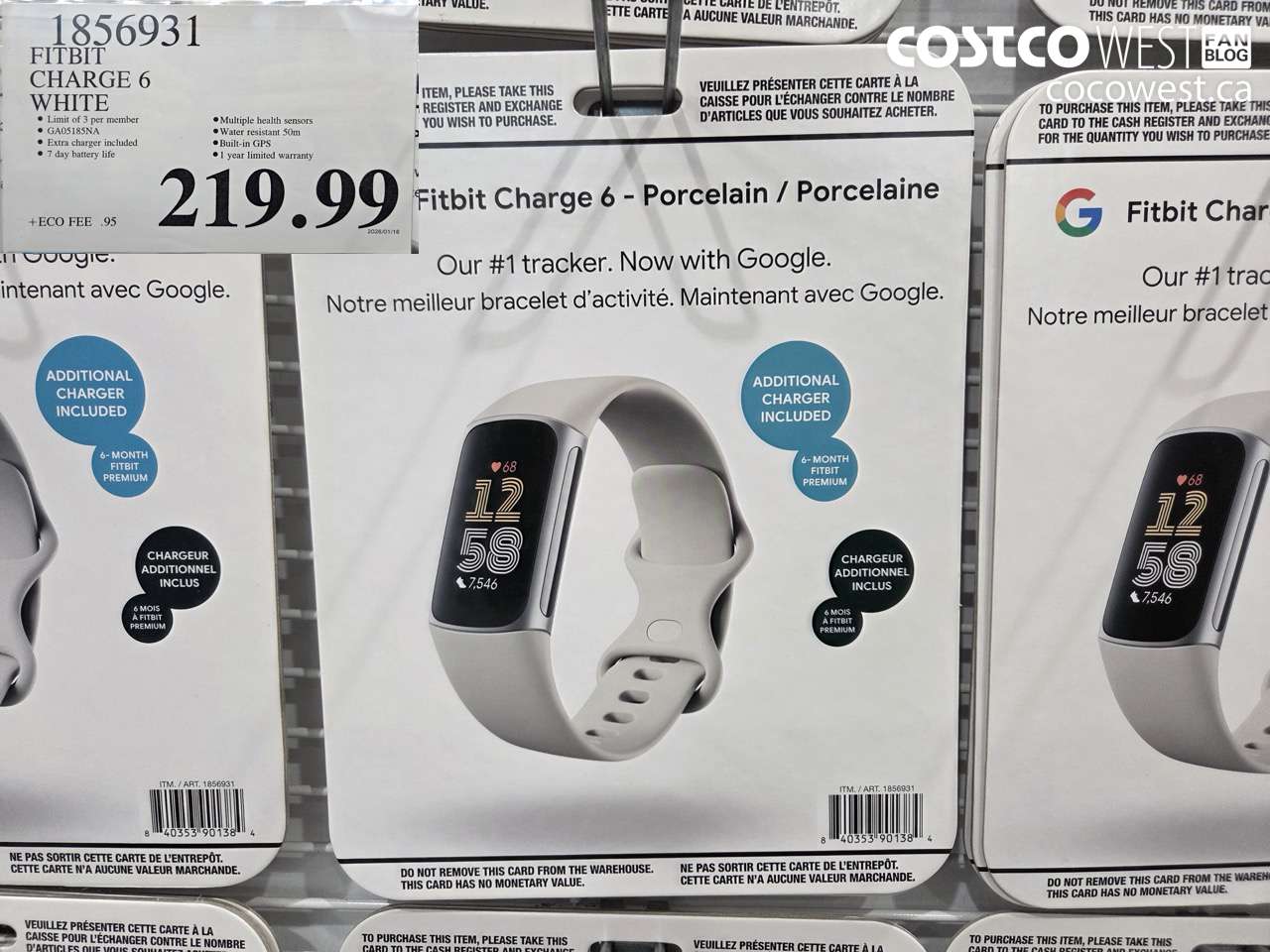 1856931 FITBIT CHARGE 6 WHITE $219.99