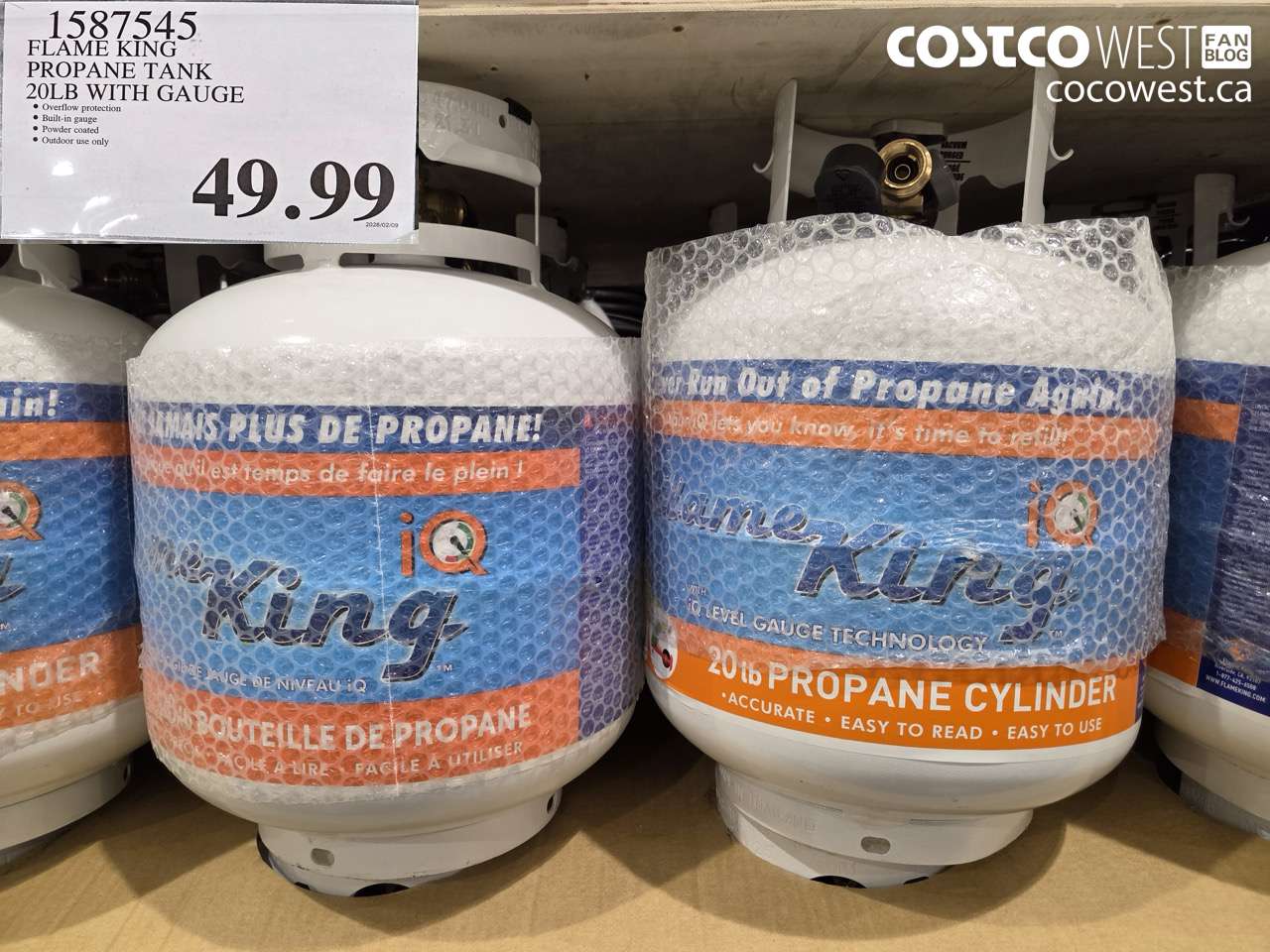 1587545 FLAME KING PROPANE TANK 20LB WITH GAUGE $49.99