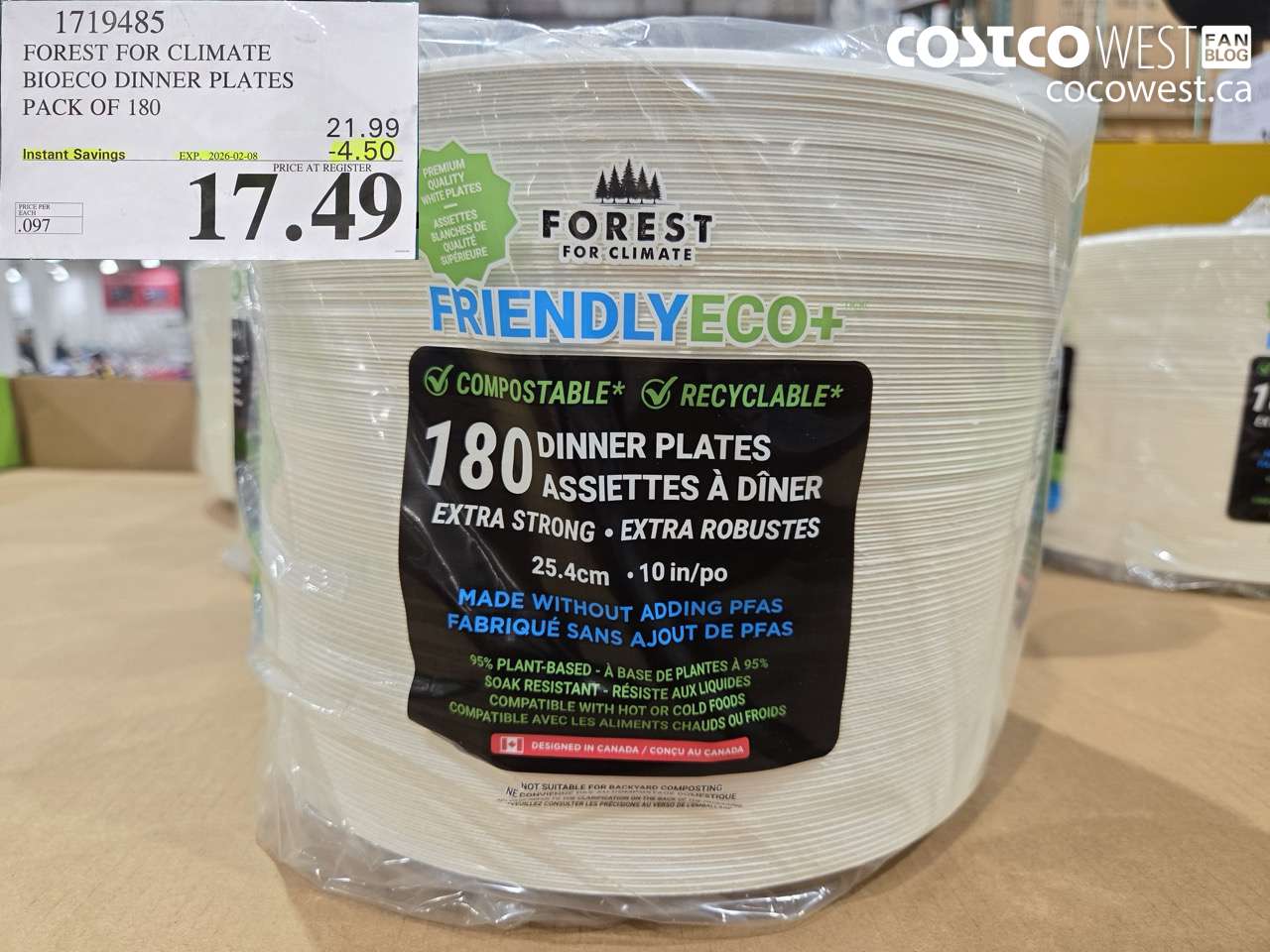 1719485 FOREST FOR CLIMATE BIOECO DINNER PLATES PACK OF 180 ($4.50 INSTANT SAVINGS EXPIRES ON 2026-02-08) $17.49