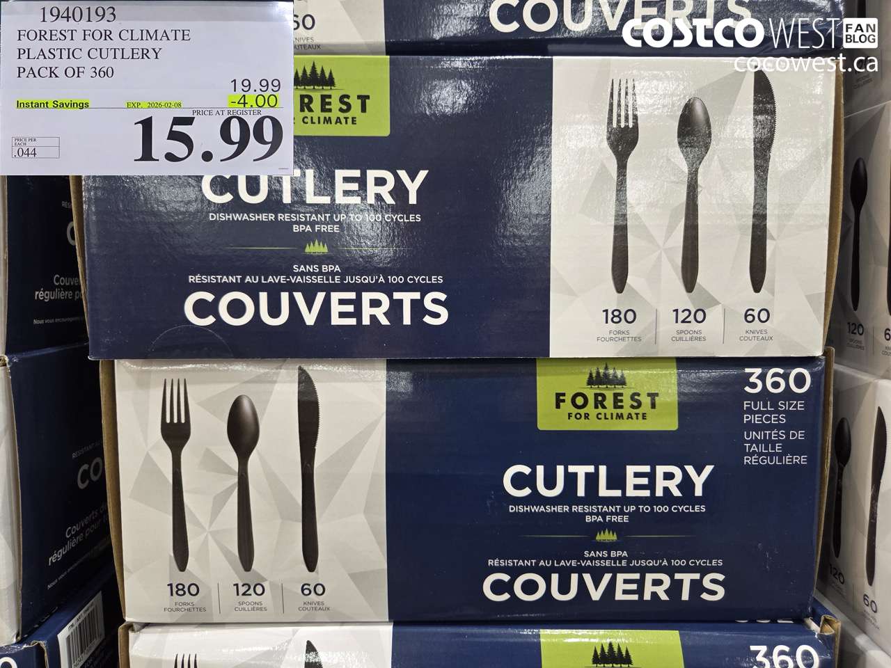 1940193 FOREST FOR CLIMATE PLASTIC CUTLERY PACK OF 360 ($4.00 INSTANT SAVINGS EXPIRES ON 2026-02-08) $15.99