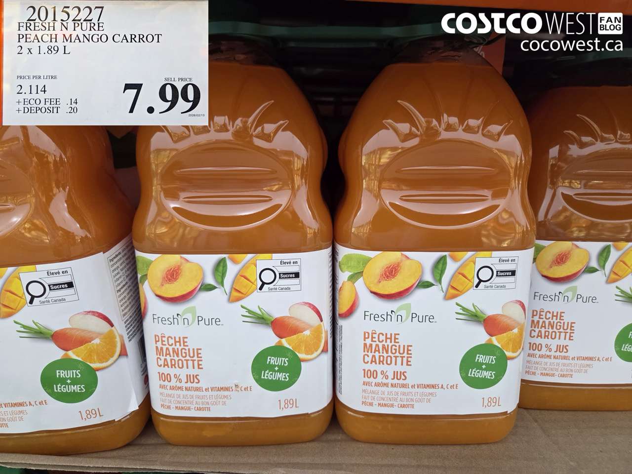 20155227 FRESH N PURE PEACH MANGO CARROT 2 x 1.89 L $7.99