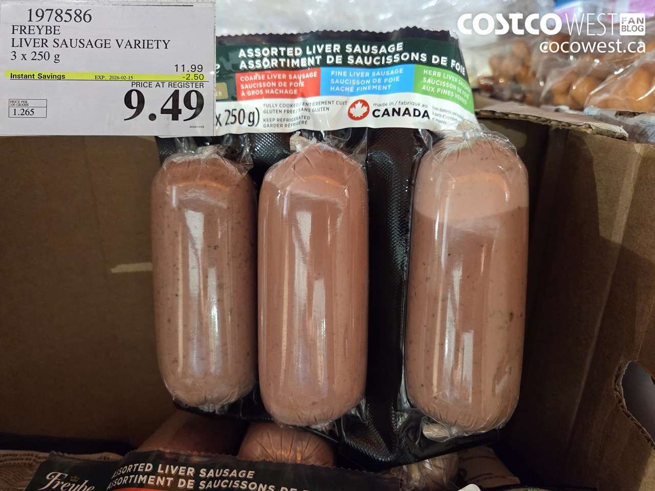 1978586 FREYBE LIVER SAUSAGE VARIETY 3 x 250 g ($2.50 INSTANT SAVINGS EXPIRES ON 2026-02-15) $9.49