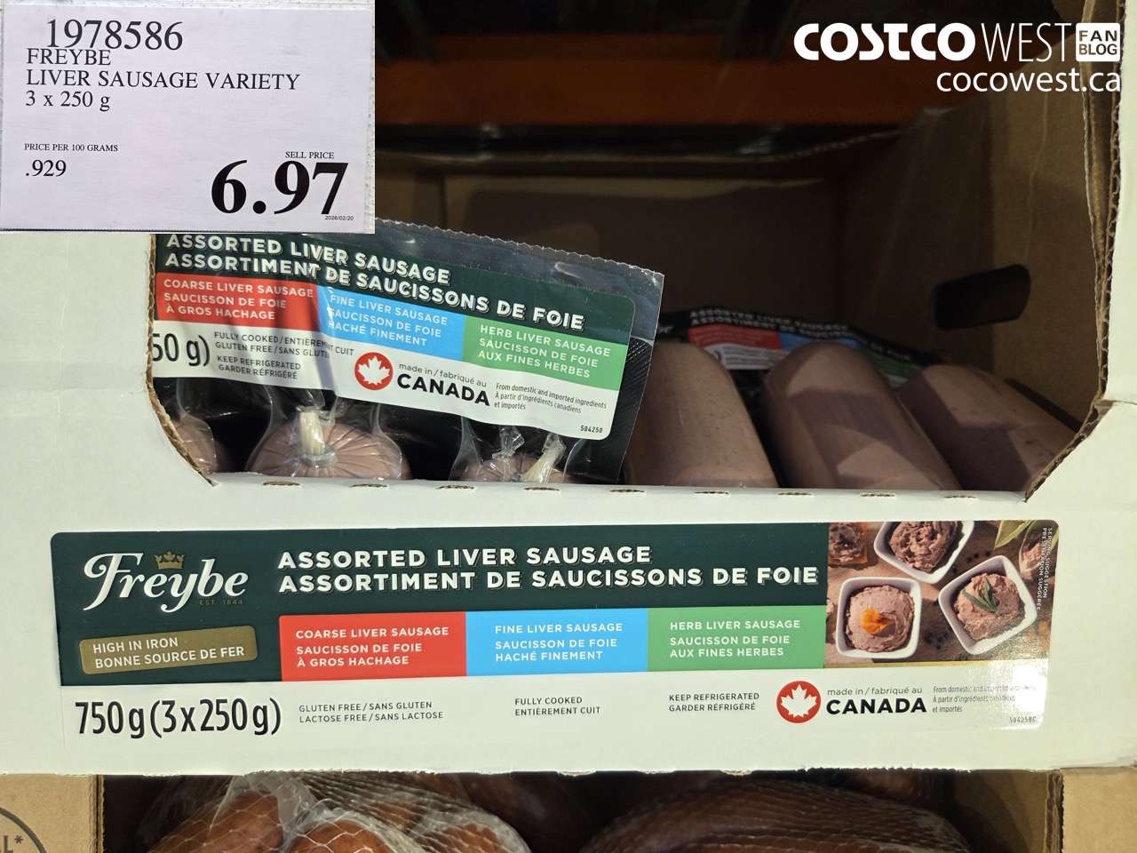 1978586 FREYBE LIVER SAUSAGE VARIETY 3 x 250 g $6.97