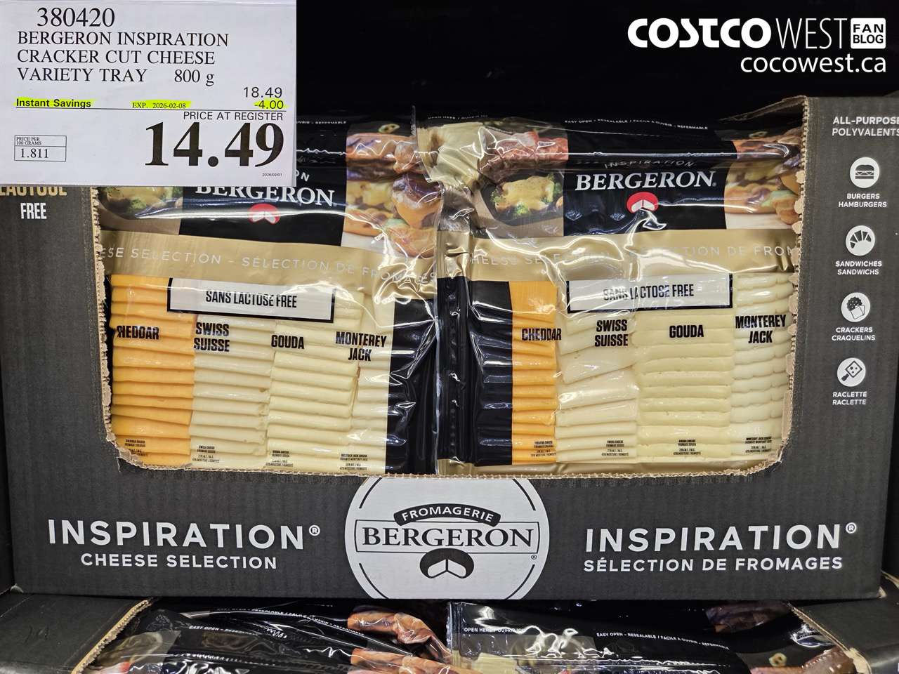 380420 FROMAGERIE BERGERON INSPIRATION PACK 800 g ($4.00 INSTANT SAVINGS EXPIRES ON 2026-02-08) $14.49