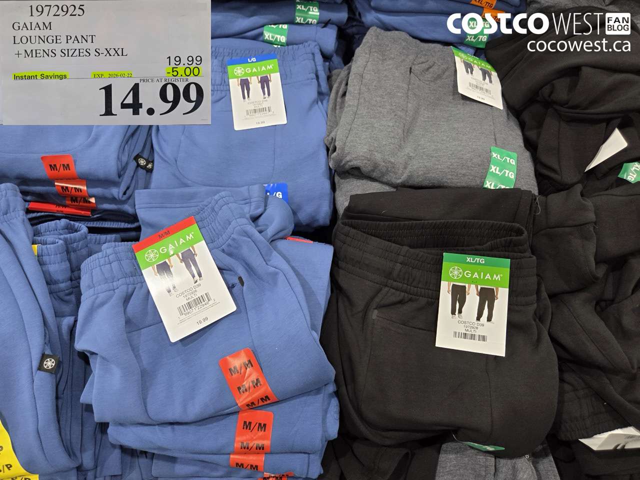 1972925 GAIAM LOUNGE PANT + MENS SIZES S-XXL ($5.00 INSTANT SAVINGS EXPIRES ON 2026-02-22) $14.99