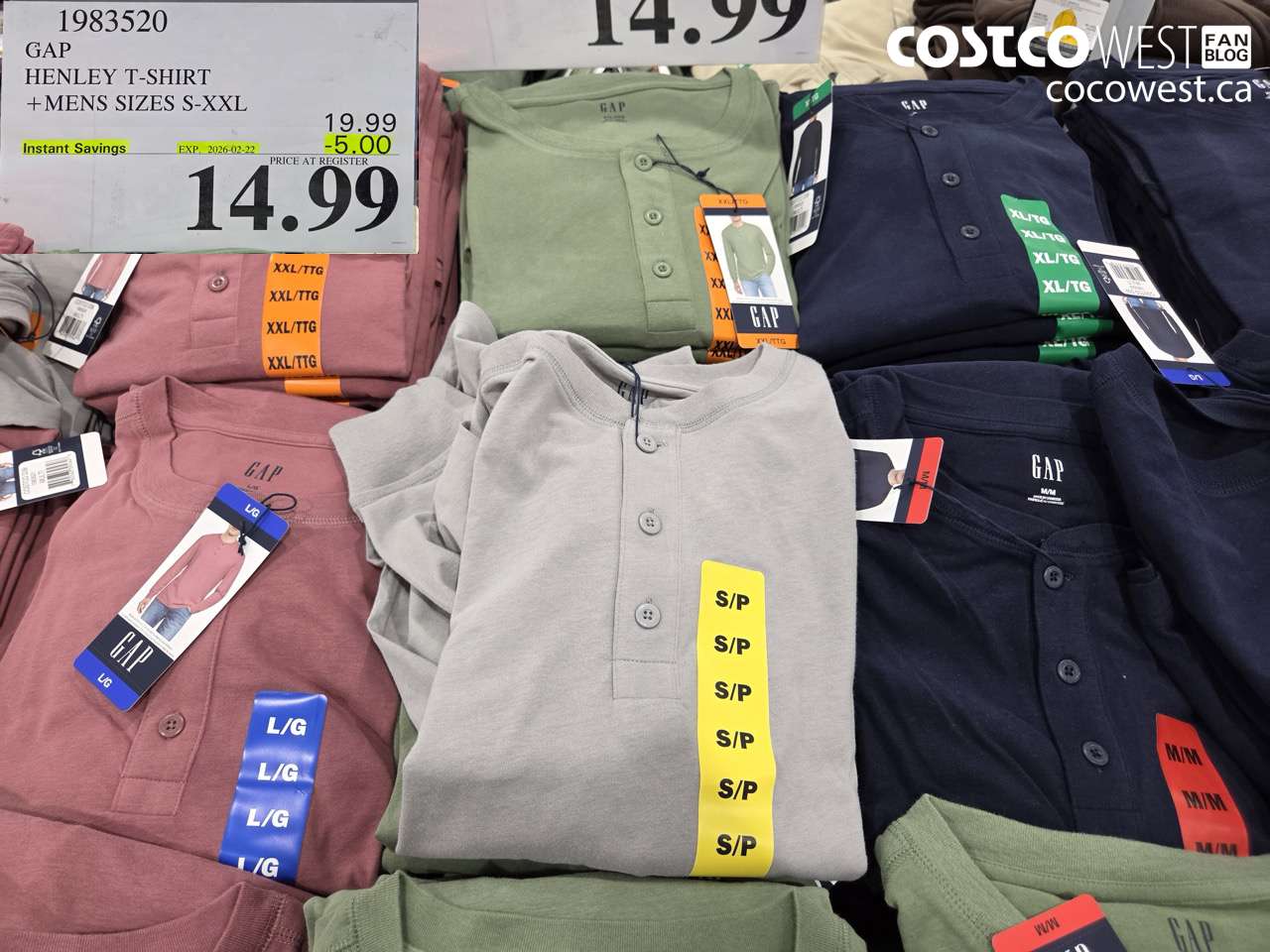 1983520 GAP HENLEY T-SHIRT +MENS SIZES S-XXL ($5.00 INSTANT SAVINGS EXPIRES ON 2026-02-22) $14.99