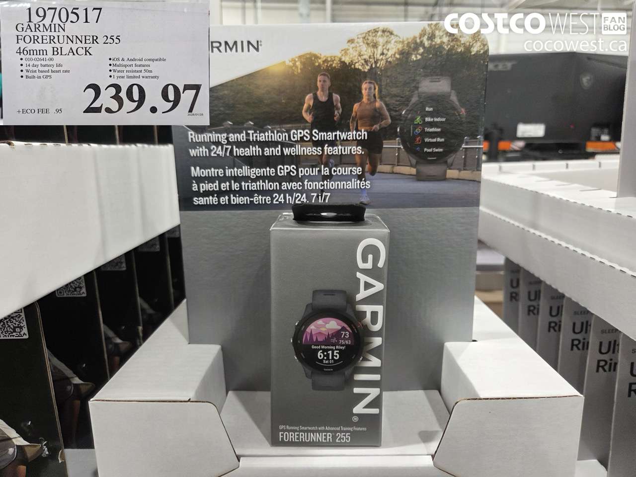1970517 GARMIN FORERUNNER 255 46MM BLACK $239.97