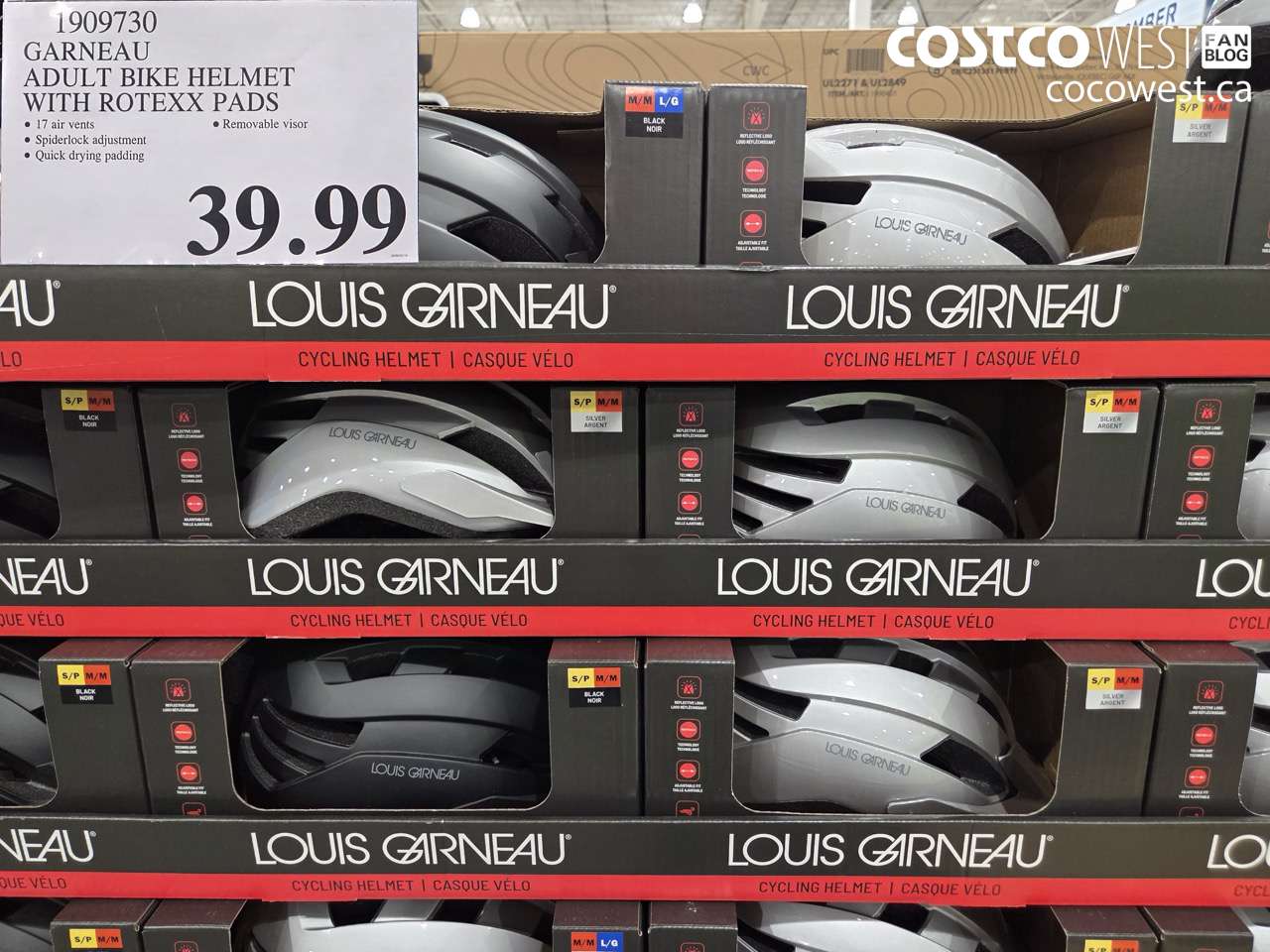 1909730 GARNEAU ADULT BIKE HELMET WITH ROTEXX PADS $39.99