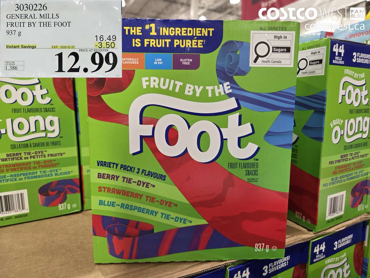 3030226 GENERAL MILLS FRUIT BY THE FOOT 937 g ($3.50 INSTANT SAVINGS EXPIRES ON 2026-02-22) $12.99