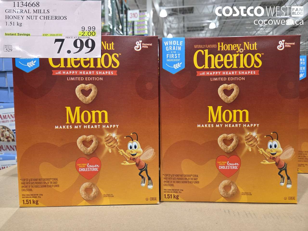 1134668 GENERAL MILLS HONEY NUT CHEERIOS 1.51 KG ($2.00 INSTANT SAVINGS EXPIRES ON 2026-03-01) $7.99