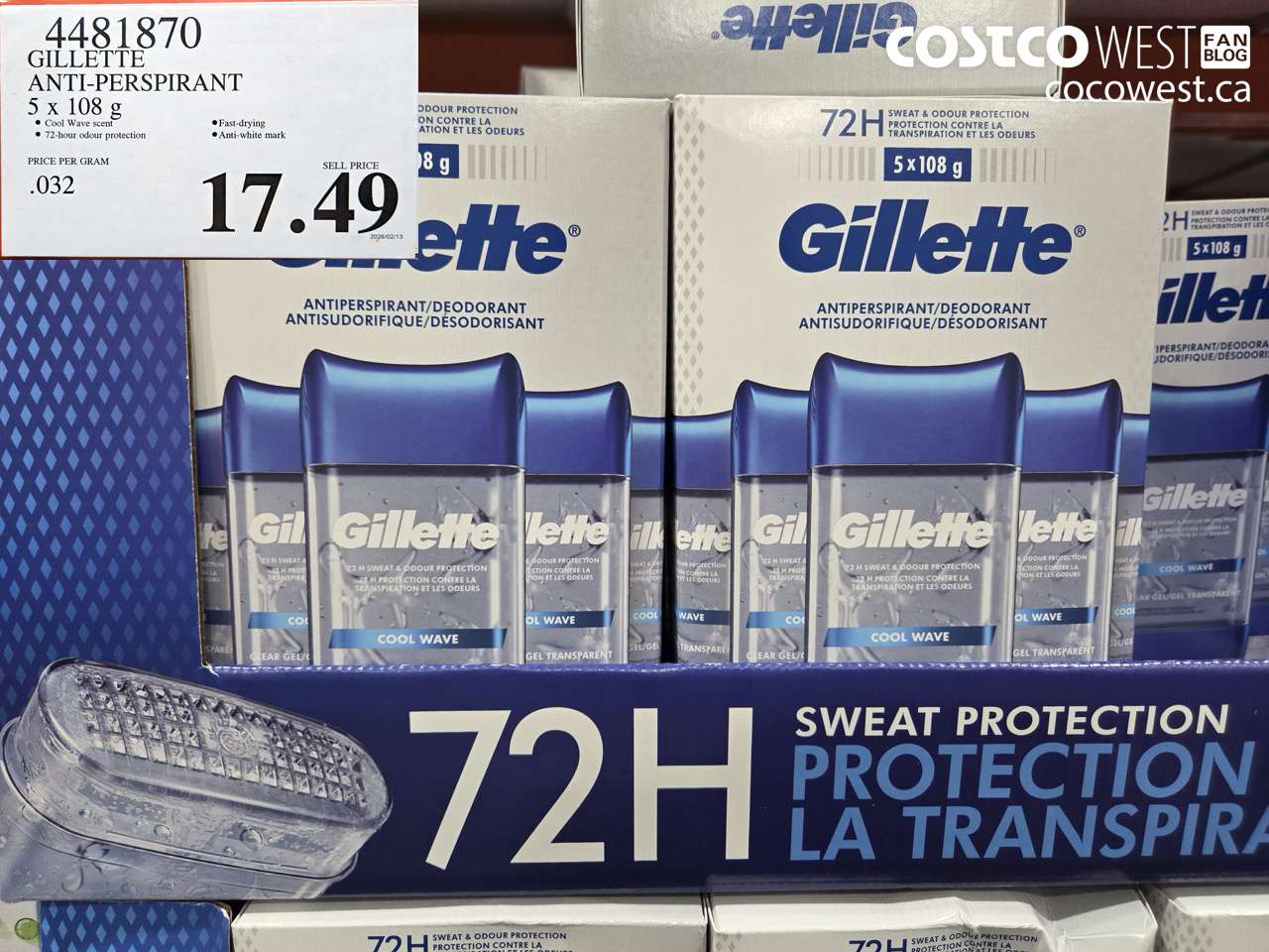4481870 GILLETTE ANTI-PERSPIRANT 5 x 108g $17.49