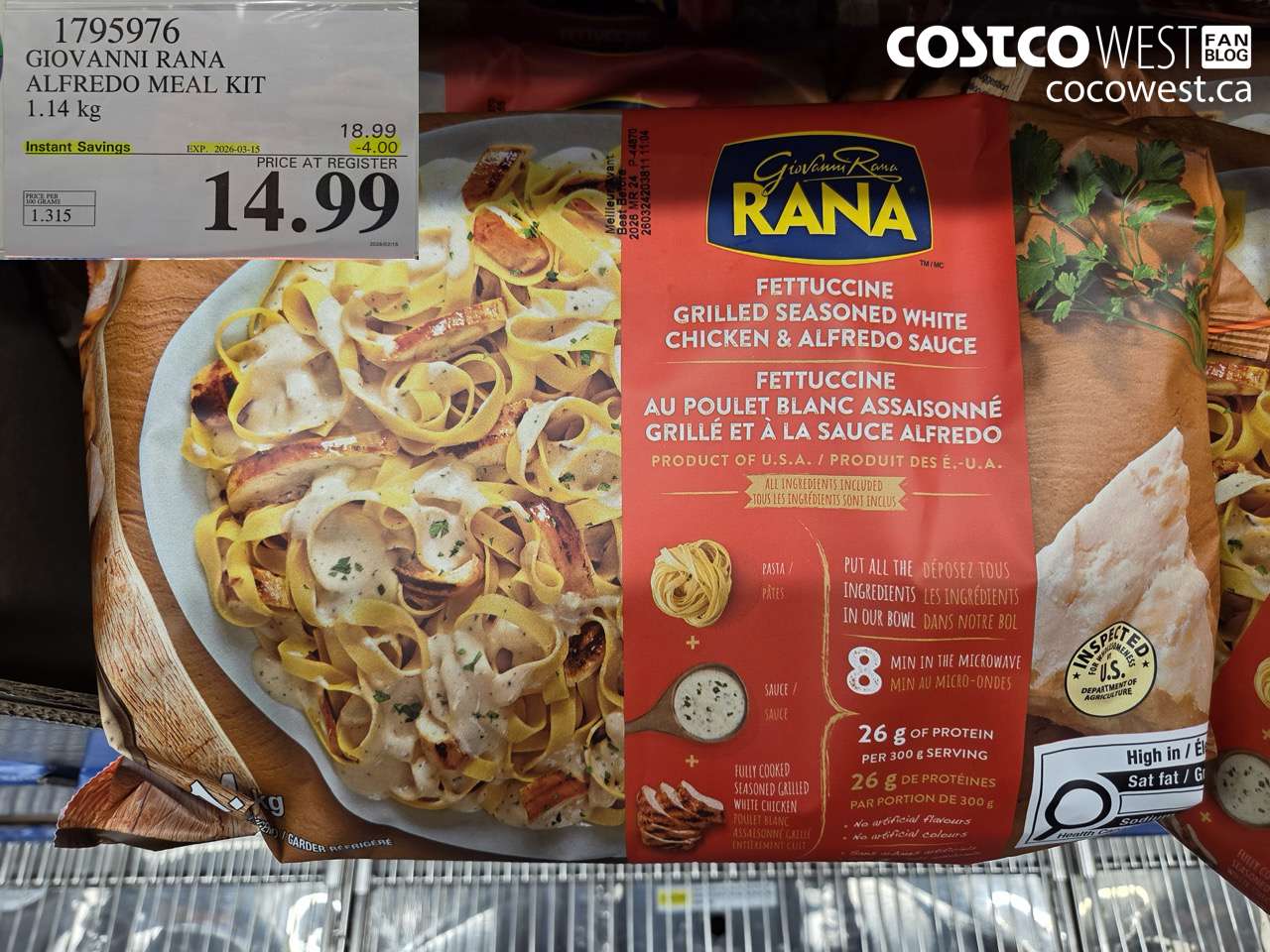 1795976 GIOVANNI RANA ALFREDO MEAL KIT 1.14 KG ($4.00 INSTANT SAVINGS EXPIRES ON 2026-03-15) $14.99