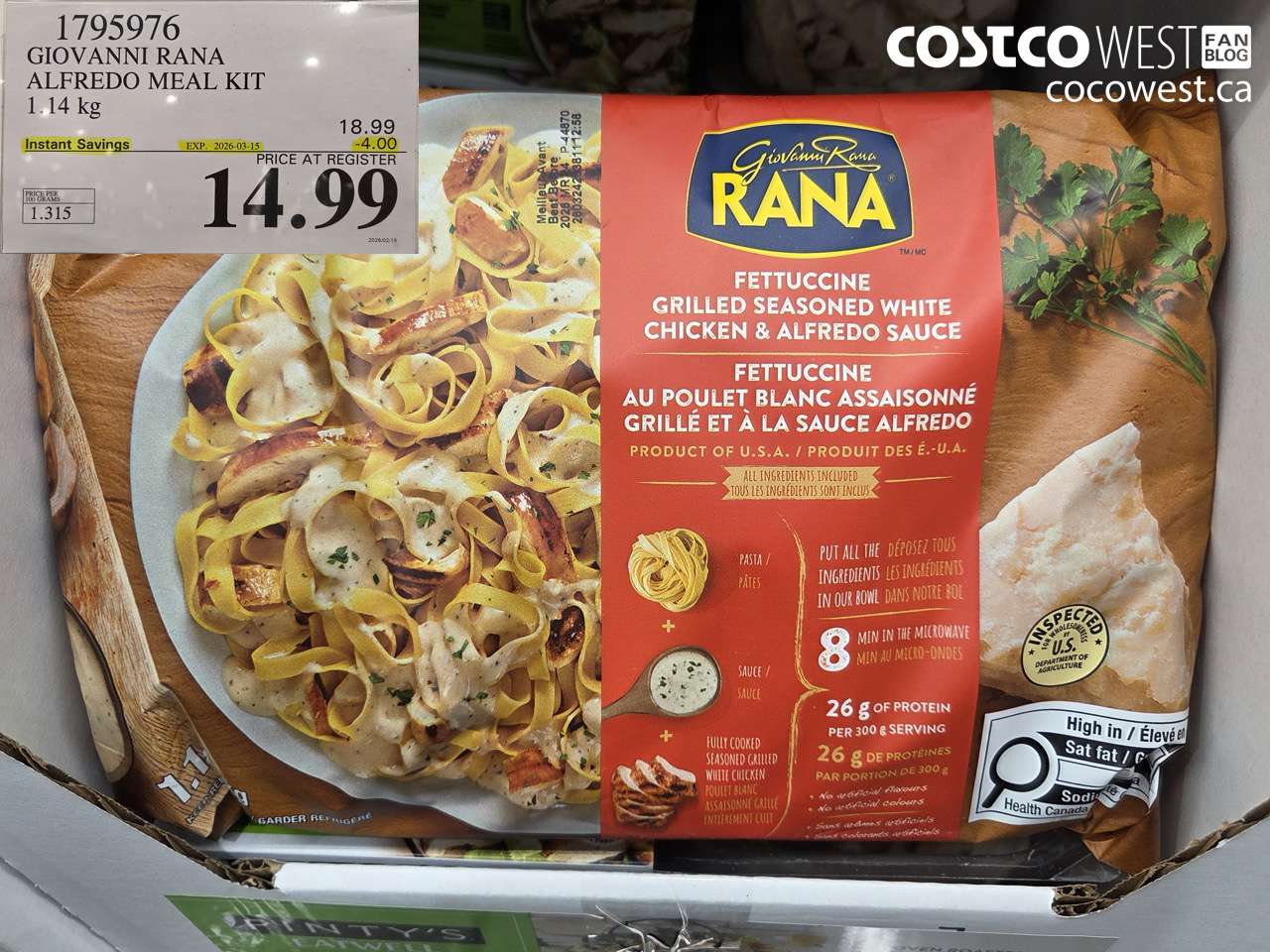 1795976 GIOVANNI RANA ALFREDO MEAL KIT 1.14 KG ($4.00 INSTANT SAVINGS EXPIRES ON 2026-03-15) $14.99