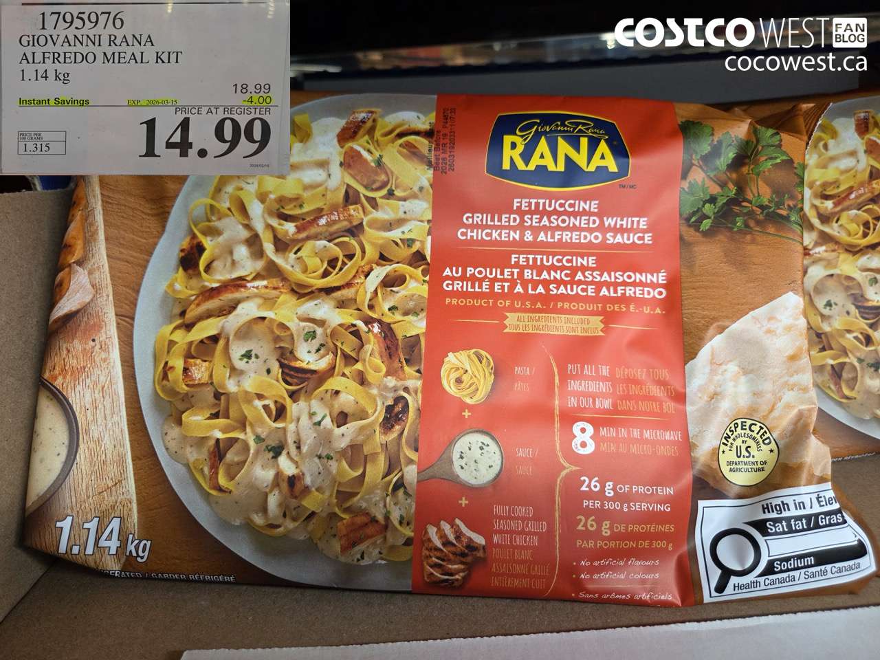1795976 GIOVANNI RANA ALFREDO MEAL KIT 1.14 kg ($4.00 INSTANT SAVINGS EXPIRES ON 2026-03-15) $14.99