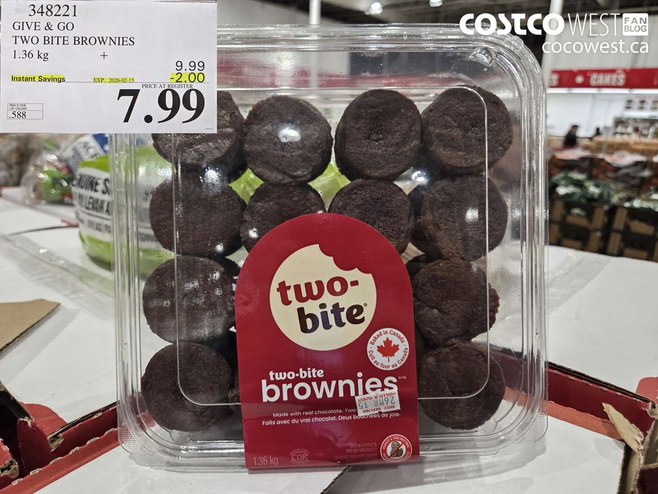 348221 GIVE & GO TWO BITE BROWNIES 1.36KG ($2.00 INSTANT SAVINGS EXPIRES ON 2026-02-15) $7.99