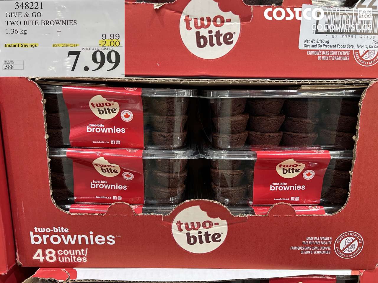 348221 GIVE & GO TWO BITE BROWNIES 1.36kg ($2.00 INSTANT SAVINGS EXPIRES ON 2026-02-15) $7.99