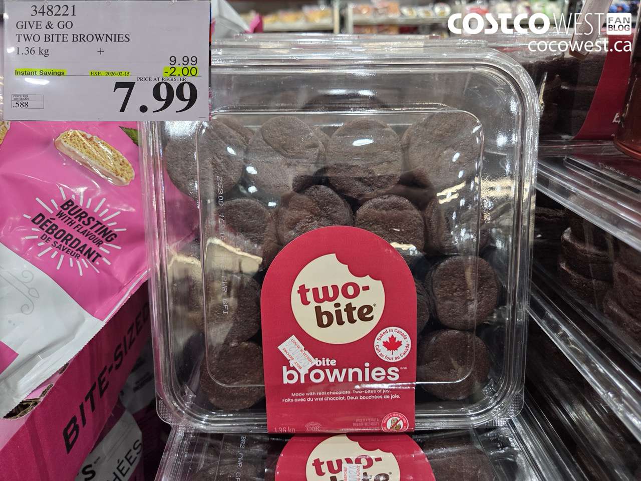 348221 GIVE & GO TWO BITE BROWNIES PACK OF 48 1.36 KG ($2.00 INSTANT SAVINGS EXPIRES ON 2026-02-15) $7.99