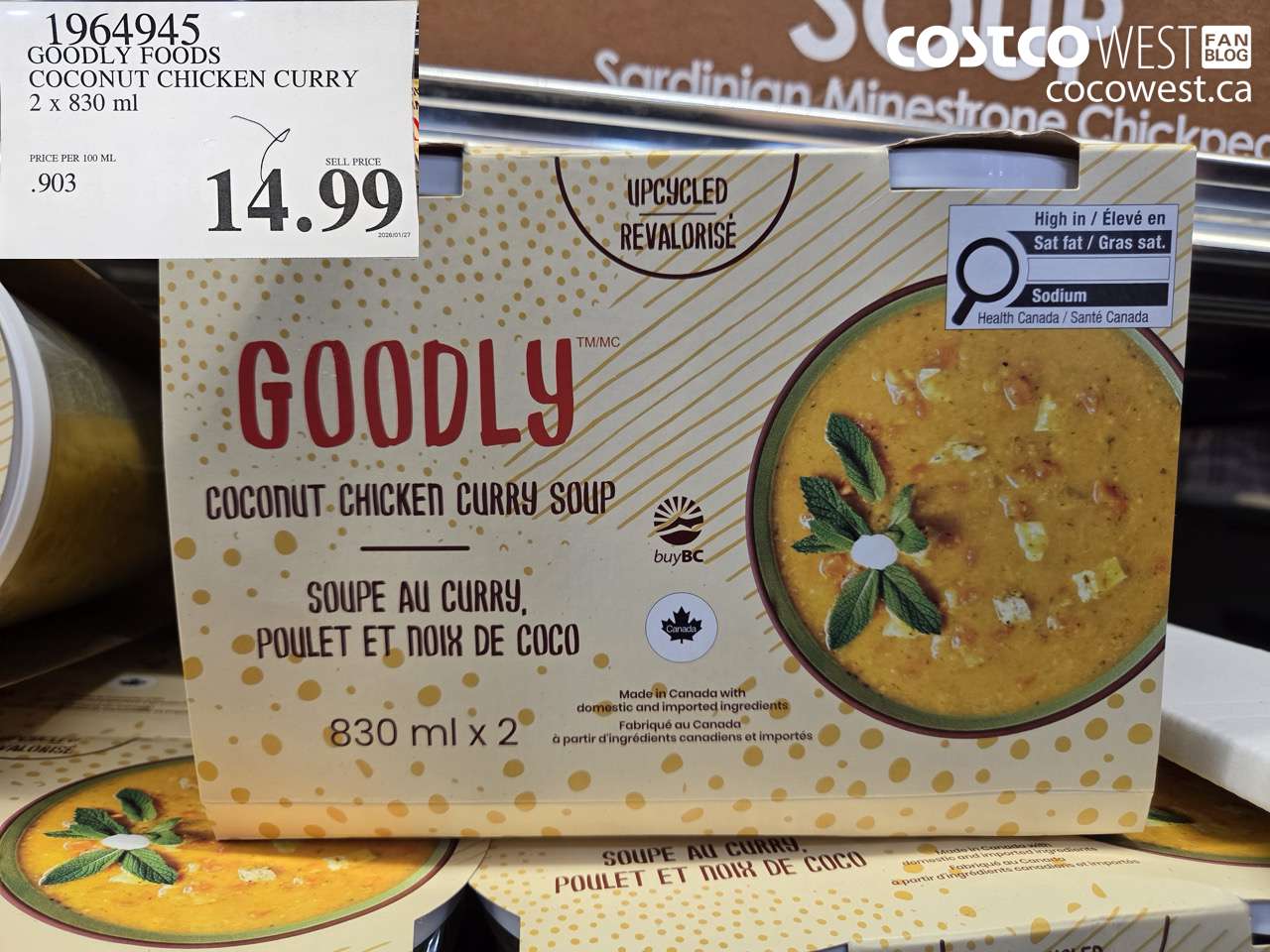 1964945 GOODLY FOODS COCONUT CHICKEN CURRY 2 X 830ML $14.99
