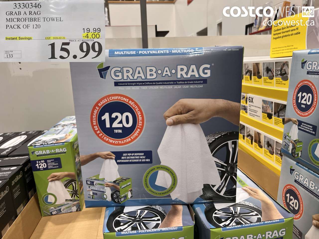 3330346 GRAB A RAG MICROFIBRE TOWEL PACK OF 120 ($4.00 INSTANT SAVINGS EXPIRES ON 2026-02-22) $15.99