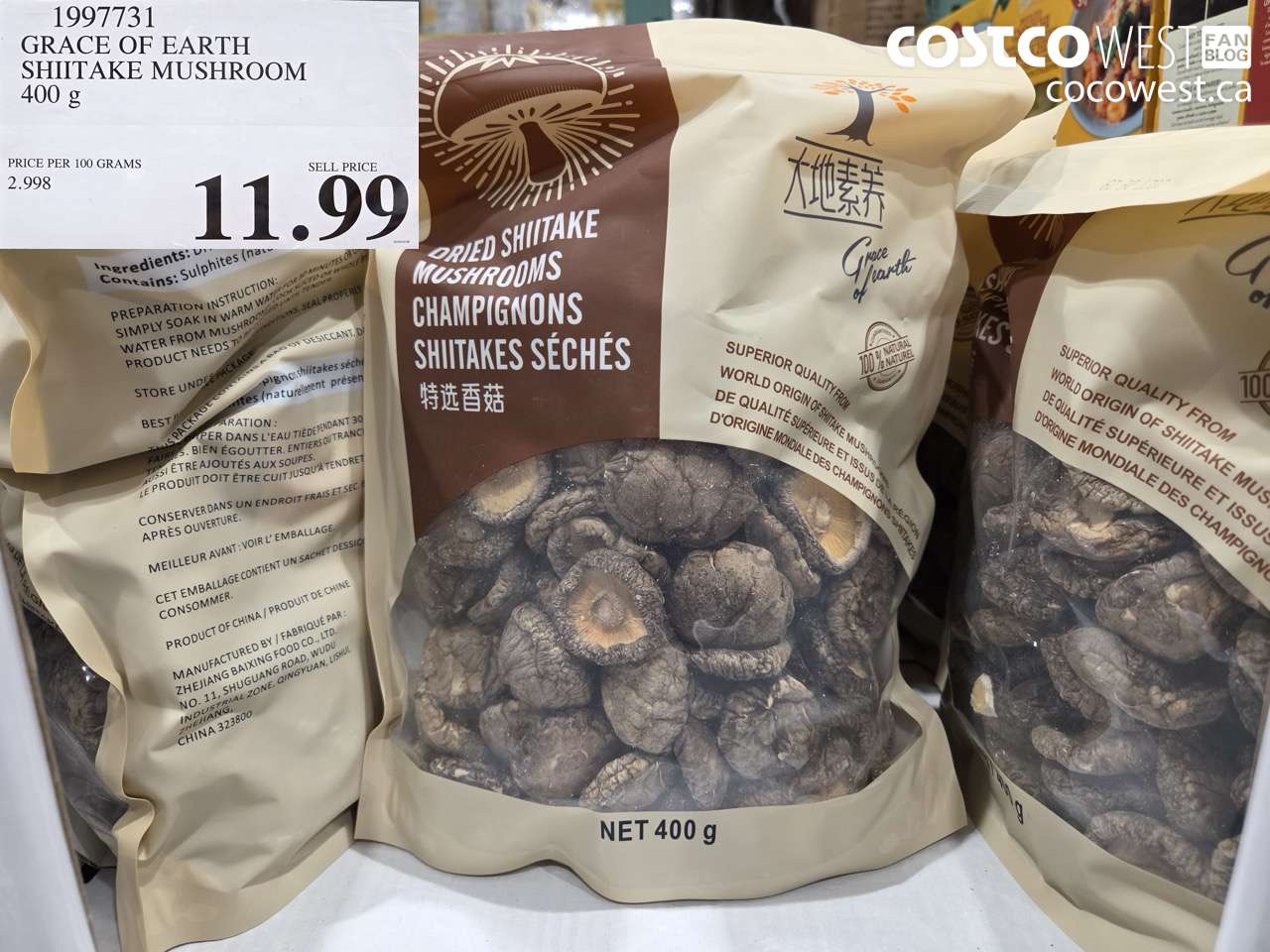1997731 GRACE OF EARTH SHIITAKE MUSHROOM 400 g $11.99