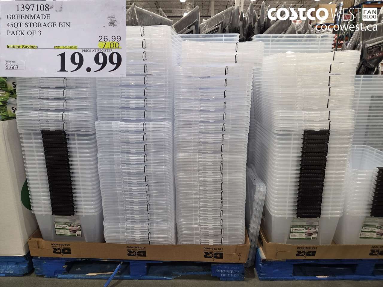 1397108 GREENMADE 45QT STORAGE BIN PACK OF 3 ($7.00 INSTANT SAVINGS EXPIRES ON 2026-03-01) $19.99