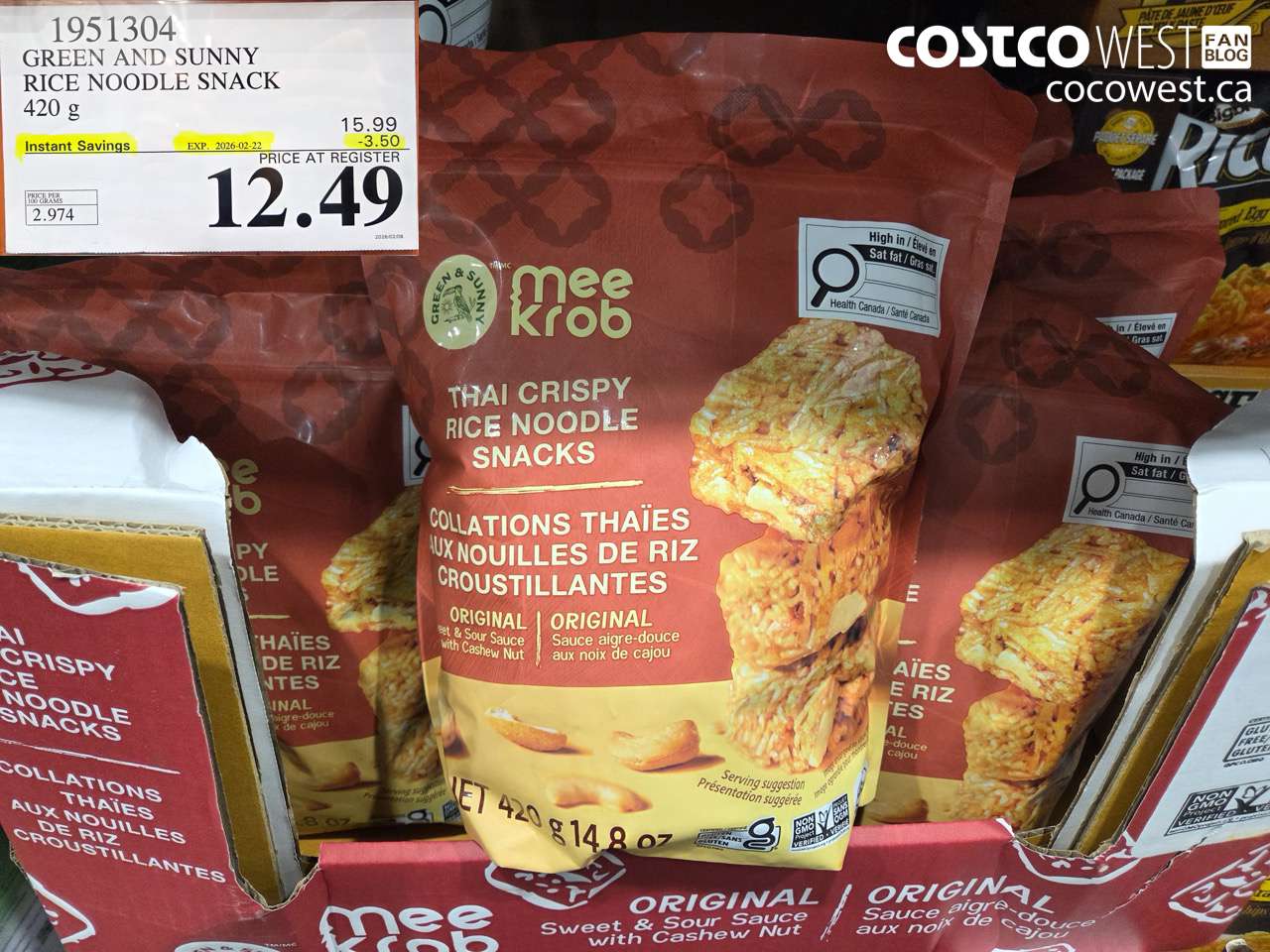 1951304 GREEN AND SUNNY RICE NOODLE SNACK 420G ($3.50 INSTANT SAVINGS EXPIRES ON 2026-02-22) $12.49