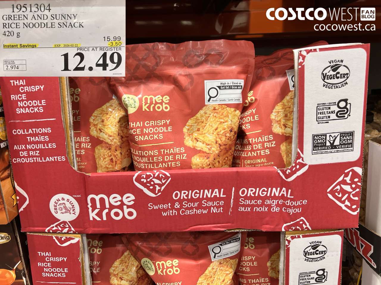 1951304 GREEN AND SUNNY RICE NOODLE SNACK 420 g ($3.50 INSTANT SAVINGS EXPIRES ON 2026-02-22) $12.49