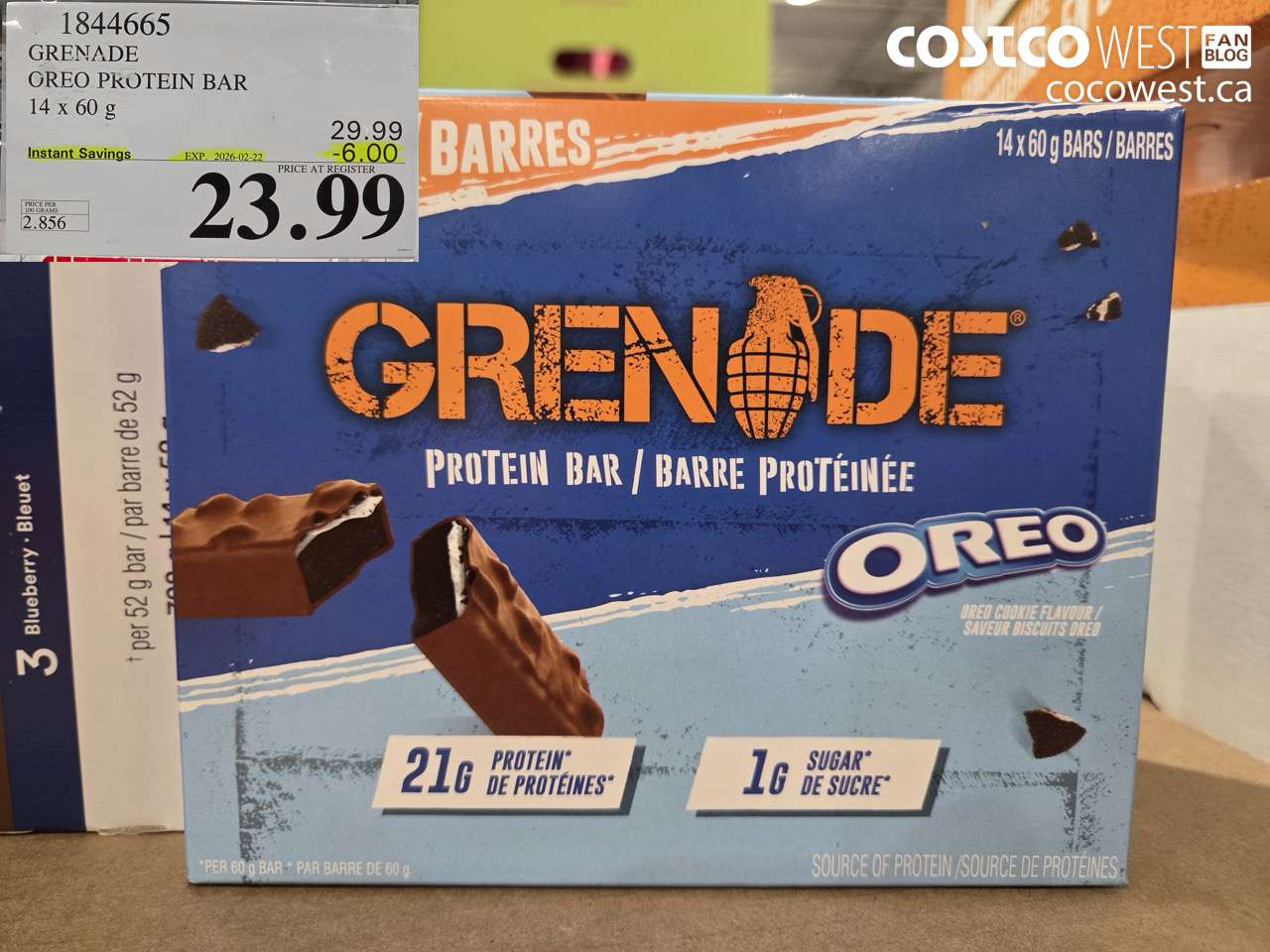 1844665 GRENADE OREO PROTEIN BAR 14 x 60 g ($6.00 INSTANT SAVINGS EXPIRES ON 2026-02-22) $23.99