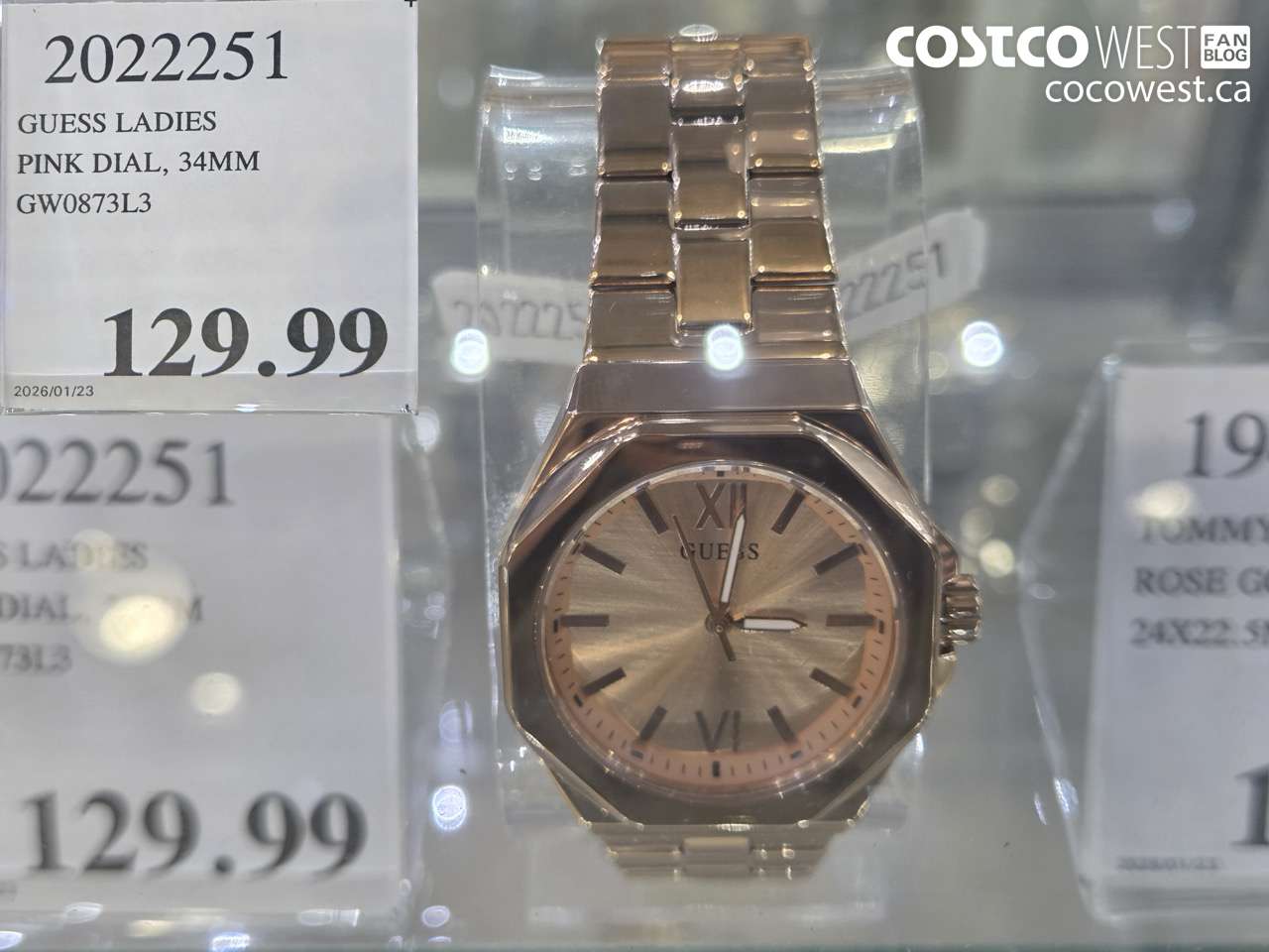 2022251 GUESS LADIES PINK DIAL, 34MM GW0873L3 $129.99