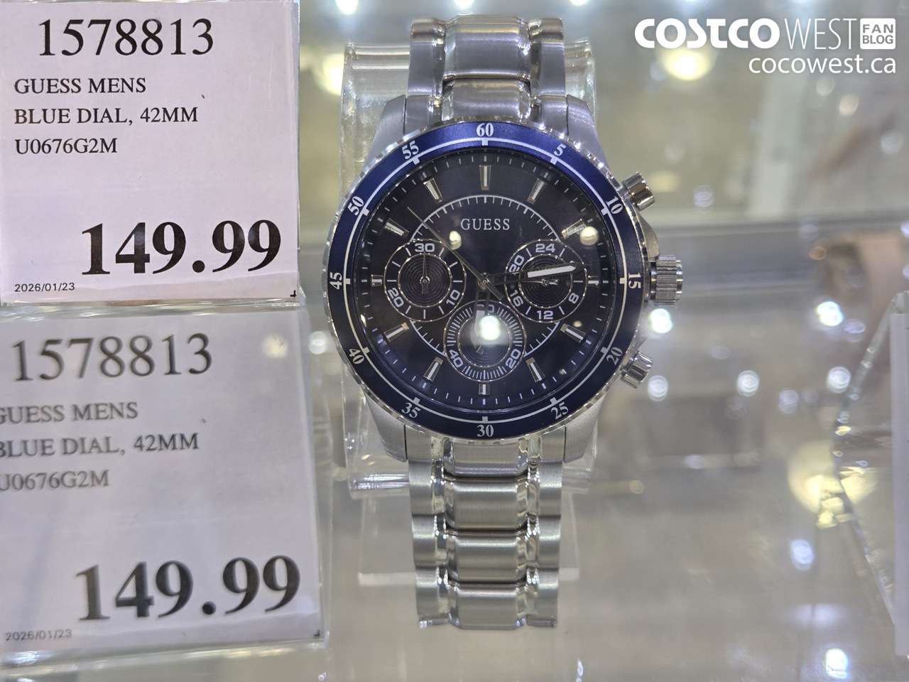 1578813 GUESS MENS BLUE DIAL, 42MM U0676G2M $149.99