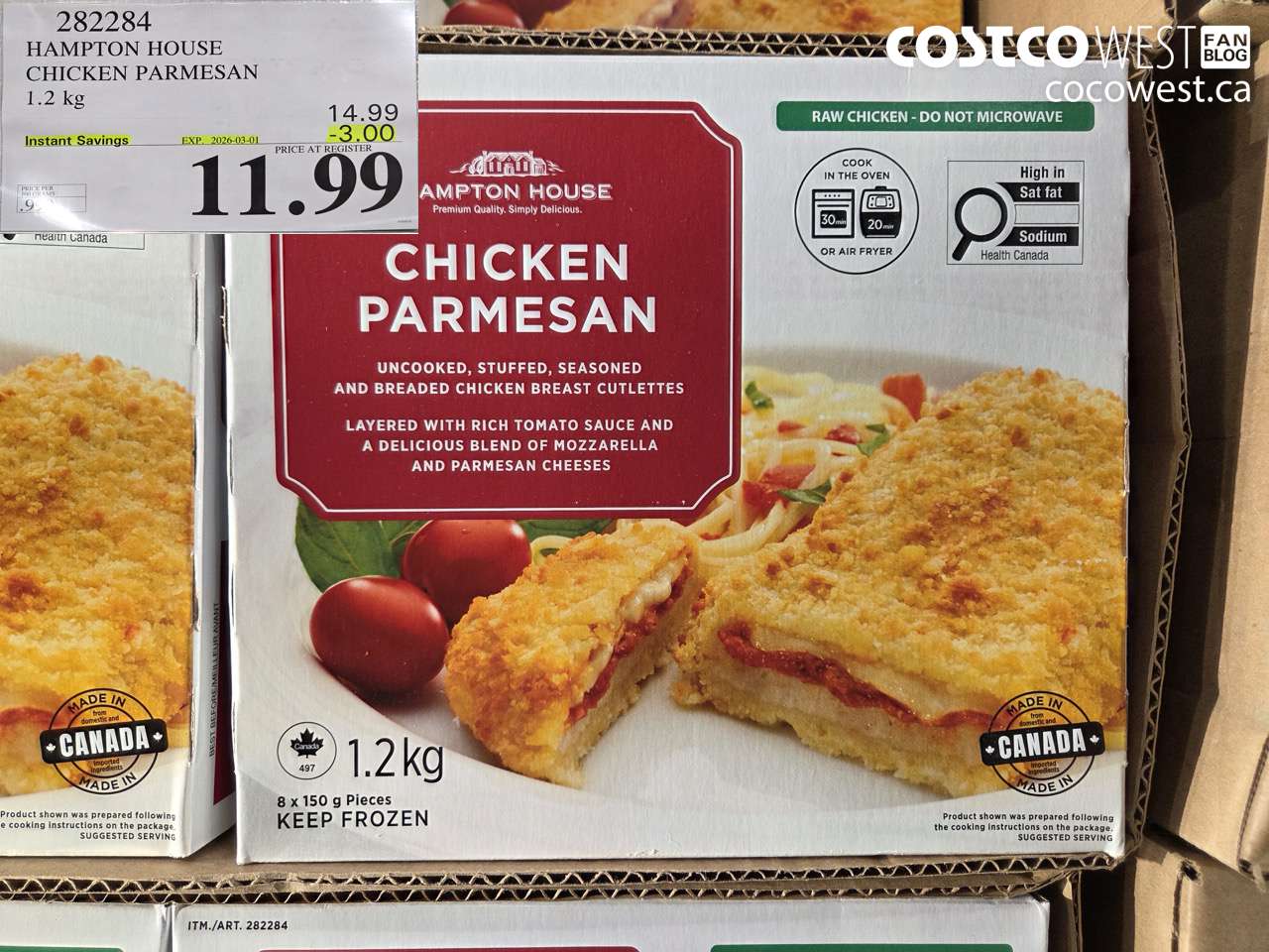 282284 HAMPTON HOUSE CHICKEN PARMESAN 1.2 KG ($3.00 INSTANT SAVINGS EXPIRES ON 2026-03-01) $11.99