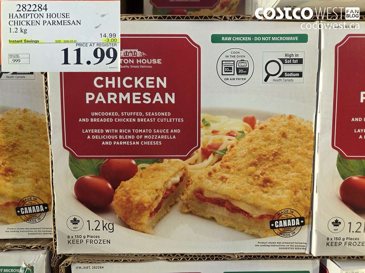 282284 HAMPTON HOUSE CHICKEN PARMESAN 1.2 kg ($3.00 INSTANT SAVINGS EXPIRES ON 2026-03-01) $11.99