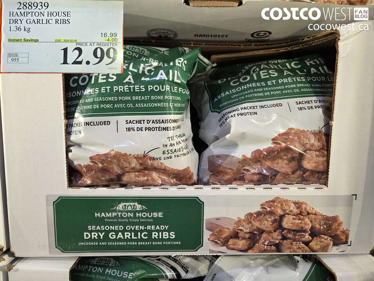 288939 HAMPTON HOUSE DRY GARLIC RIBS 1.36 kg ($4.00 INSTANT SAVINGS EXPIRES ON 2026-02-08) $12.99