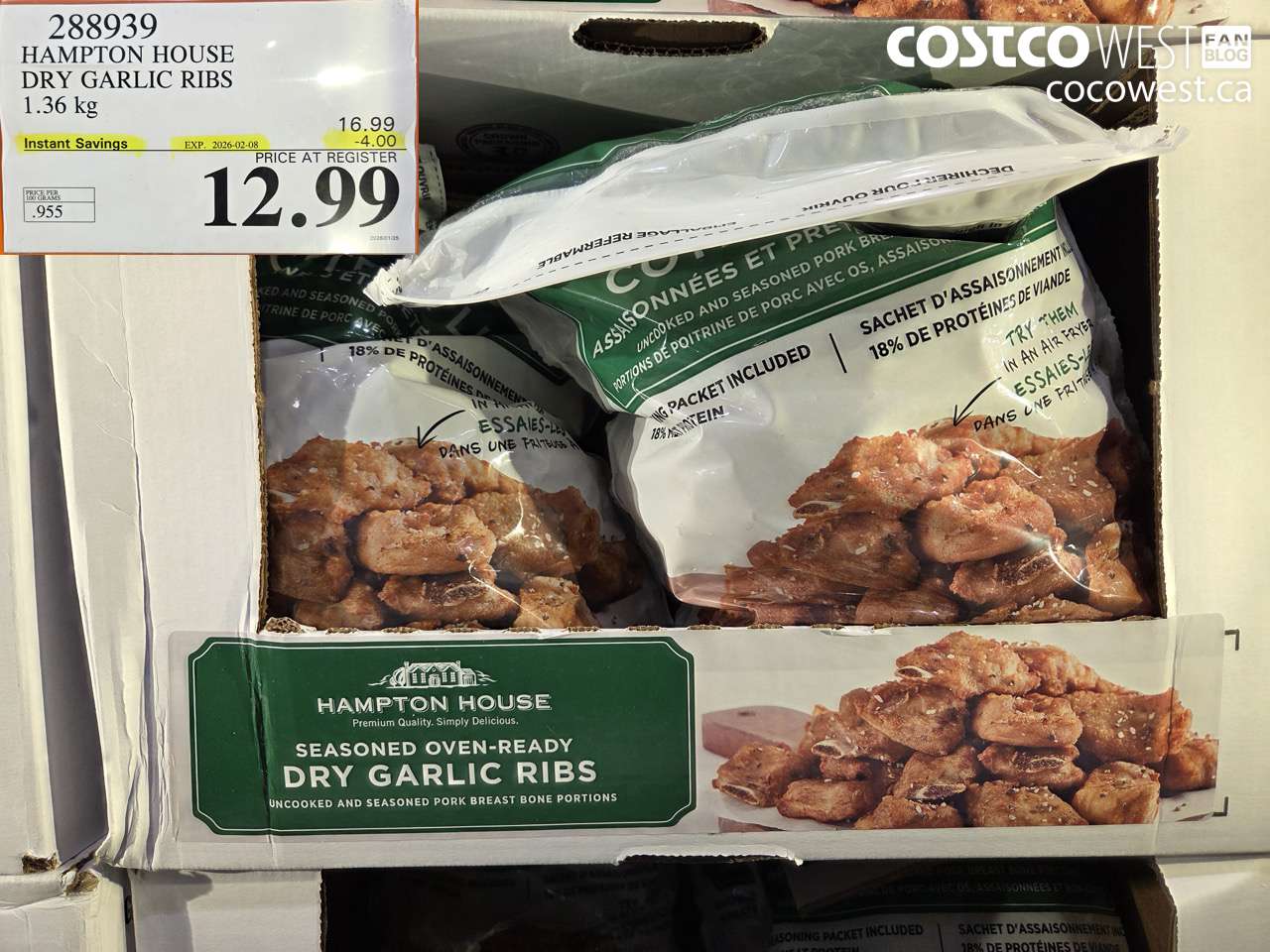 288939 HAMPTON HOUSE DRY GARLIC RIBS 1.36 kg ($4.00 INSTANT SAVINGS EXPIRES ON 2026-02-08) $12.99