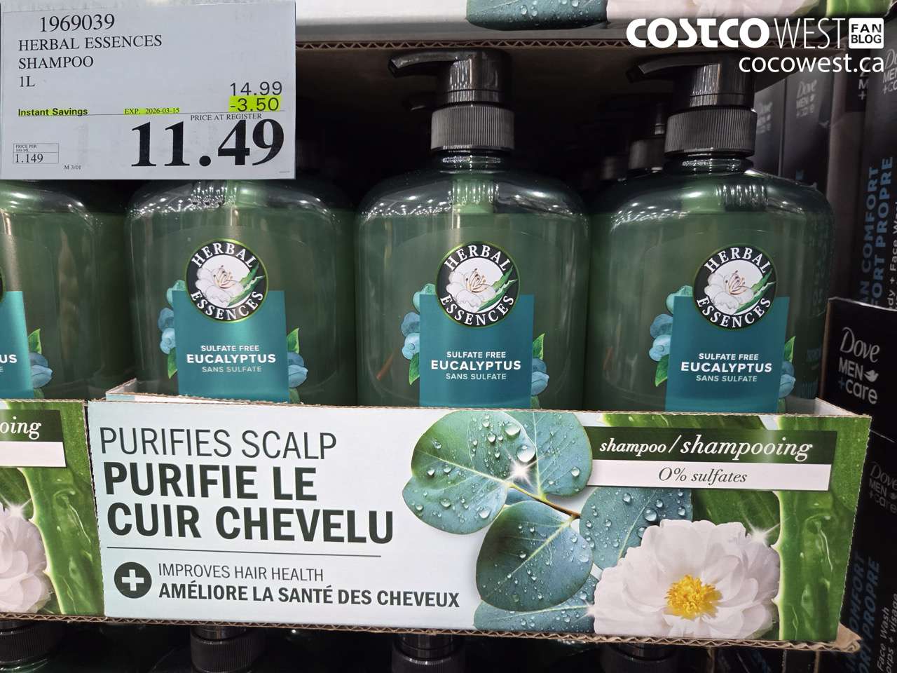 1969039 HERBAL ESSENCES SHAMPOO 1L ($3.50 INSTANT SAVINGS EXPIRES ON 2026-03-15) $11.49