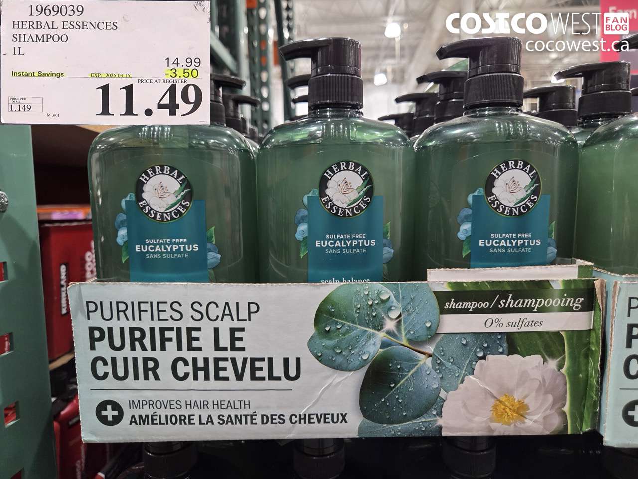 1969039 HERBAL ESSENCES SHAMPOO 1L ($3.50 INSTANT SAVINGS EXPIRES ON 2026-03-15) $11.49