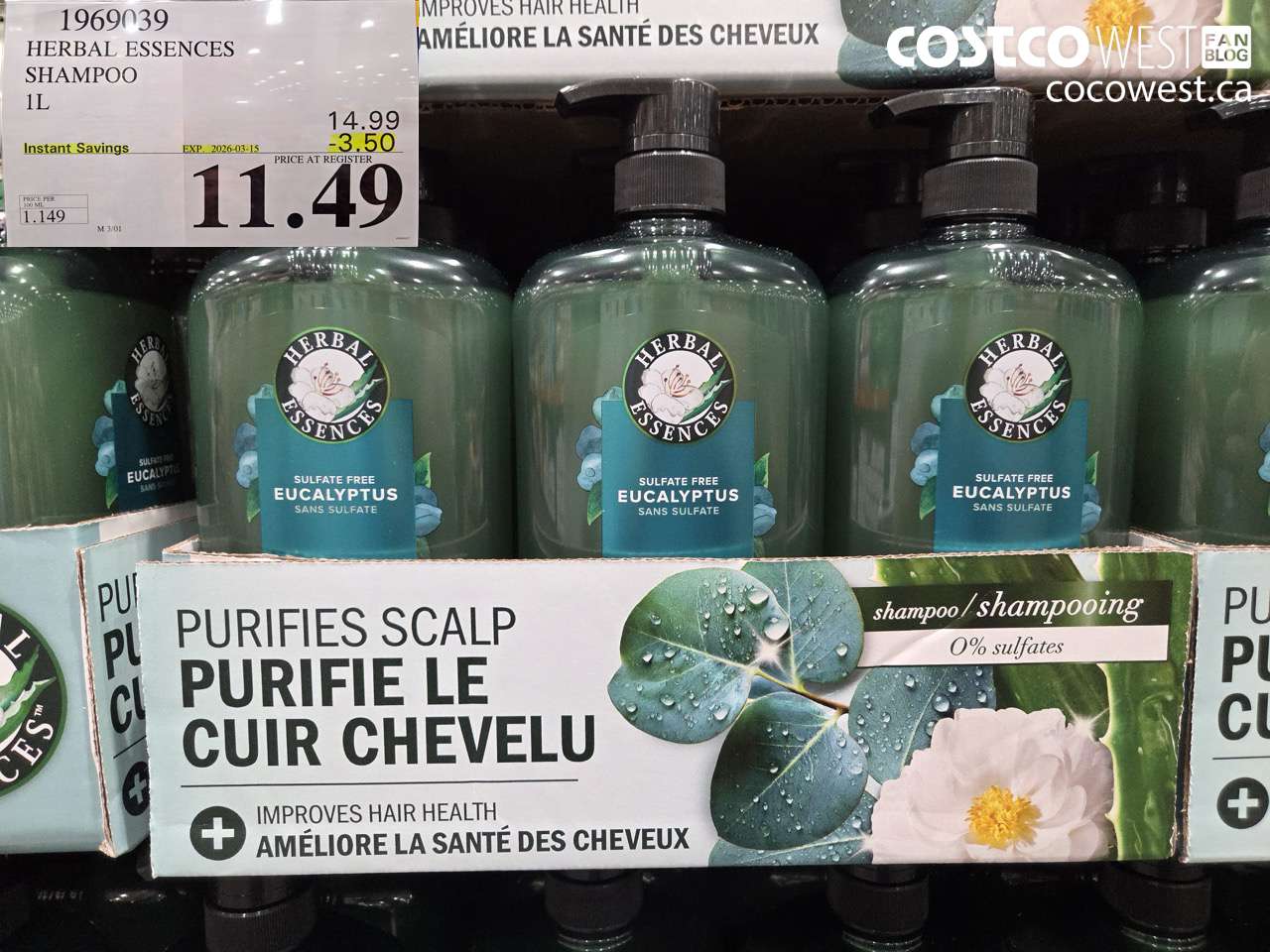 1969039 HERBAL ESSENCES SHAMPOO 1L ($3.50 INSTANT SAVINGS EXPIRES ON 2026-03-15) $11.49