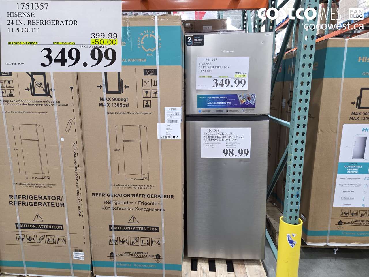 1751357 HISENSE 24 IN. REFRIGERATOR 11.5 CUFT ($50.00 INSTANT SAVINGS EXPIRES ON 2026-02-08) $349.99