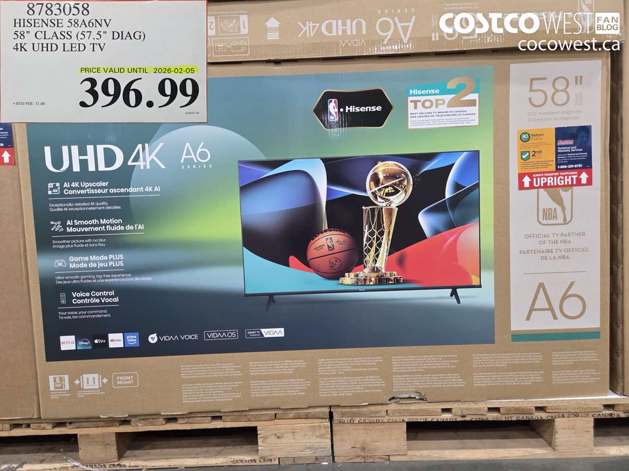 8783058 HISENSE 58A6NV 58