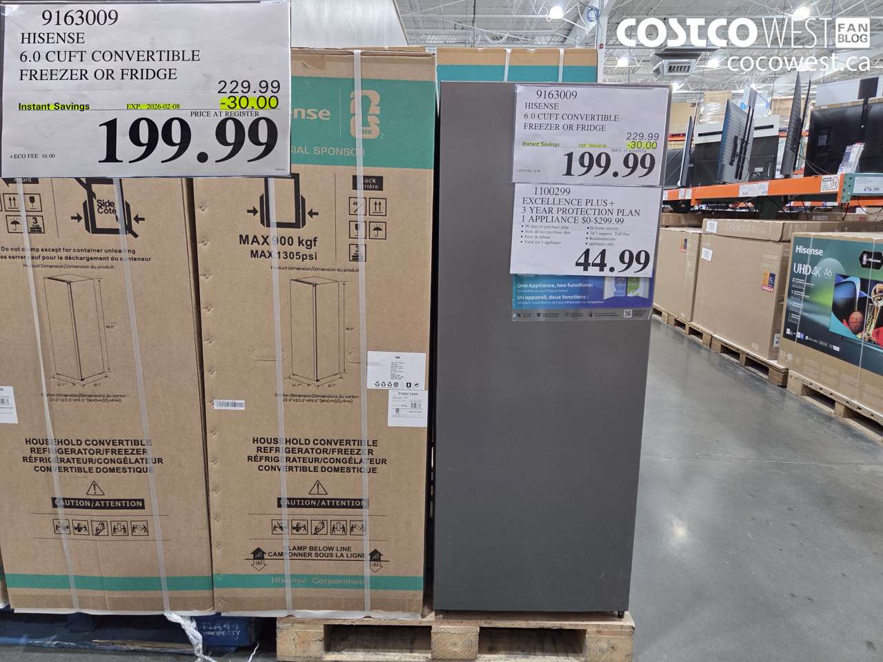 9163009 HISENSE 6.0 CUFT CONVERTIBLE FREEZER OR FRIDGE ($30.00 INSTANT SAVINGS EXPIRES ON 2026-02-08) $199.99