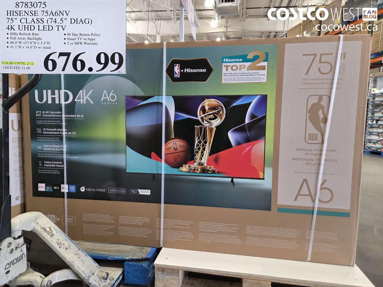 8783075 HISENSE 75A6NV 75