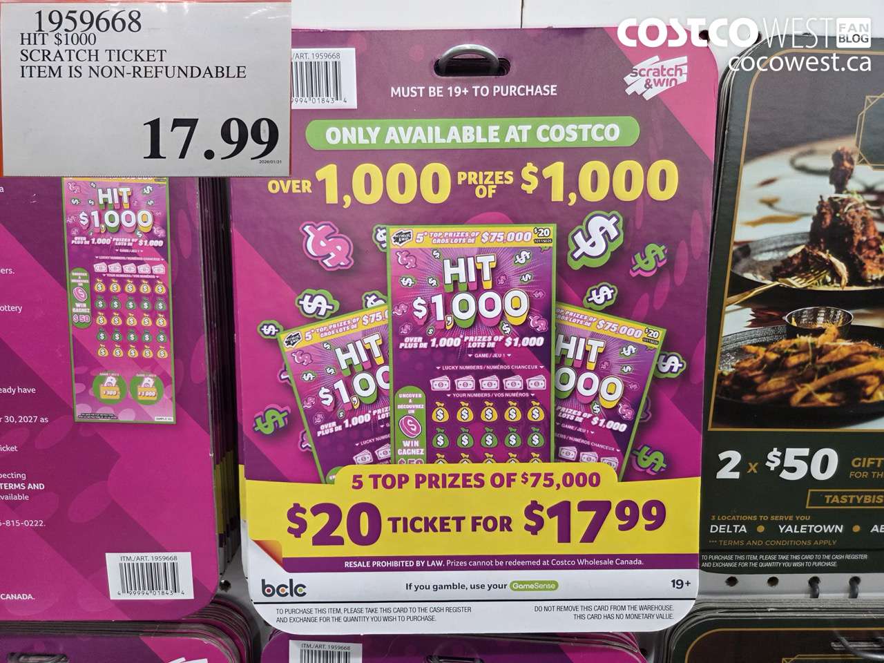 1959668 HIT $1000 SCRATCH TICKET ITEM IS NON-REFUNDABLE $17.99