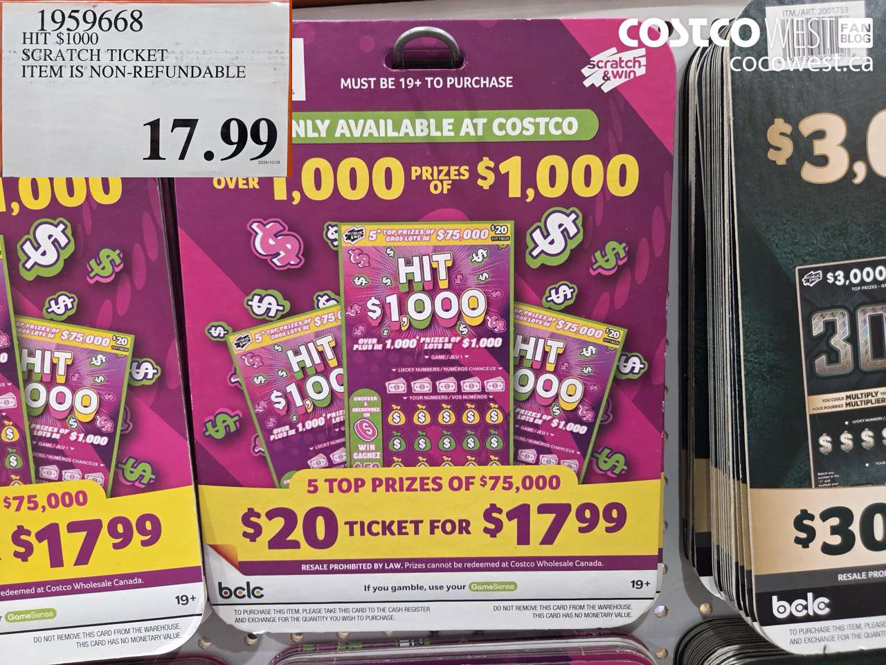 1959668 HIT $1000 SCRATCH TICKET ITEM IS NON-REFUNDABLE $17.99