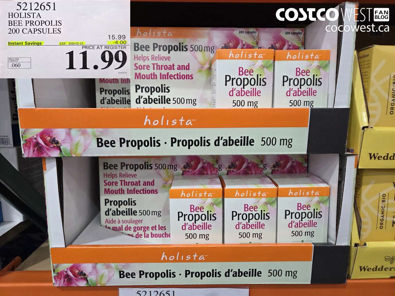 5212651 HOLISTA BEE PROPOLIS 200 CAPSULES ($4.00 INSTANT SAVINGS EXPIRES ON 2026-02-15) $11.99