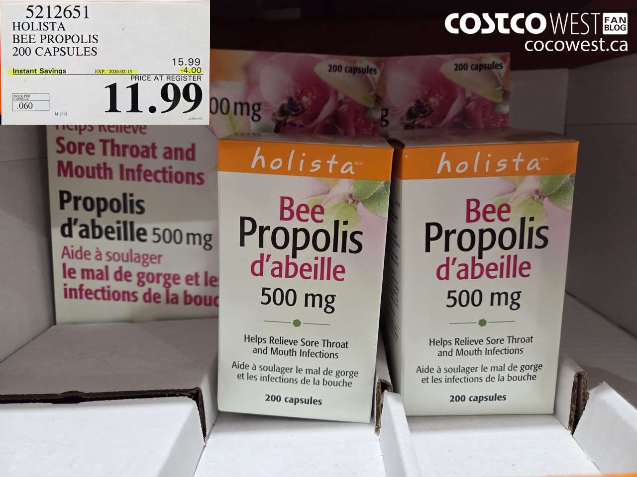 5212651 HOLISTA BEE PROPOLIS 200 CAPSULES ($4.00 INSTANT SAVINGS EXPIRES ON 2026-02-15) $11.99